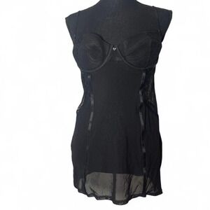black heart mesh mini dress with heart charm detailing